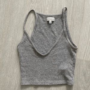 ARITZIA COMMUNITY GREY RIBBED CROP TOP